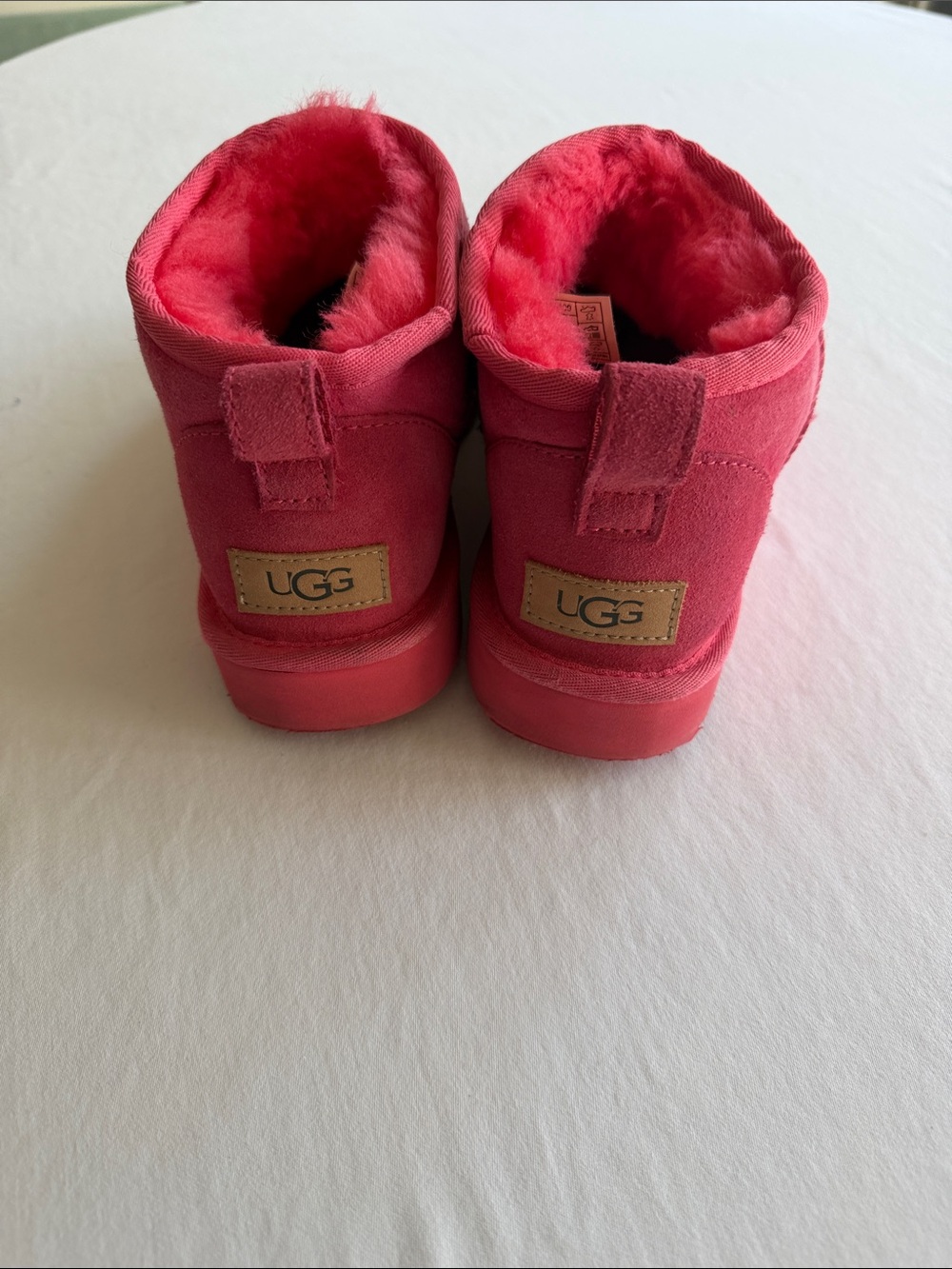 Ugg Plush Pink mini Shearling Slip-On Boots - Picture 2 of 9